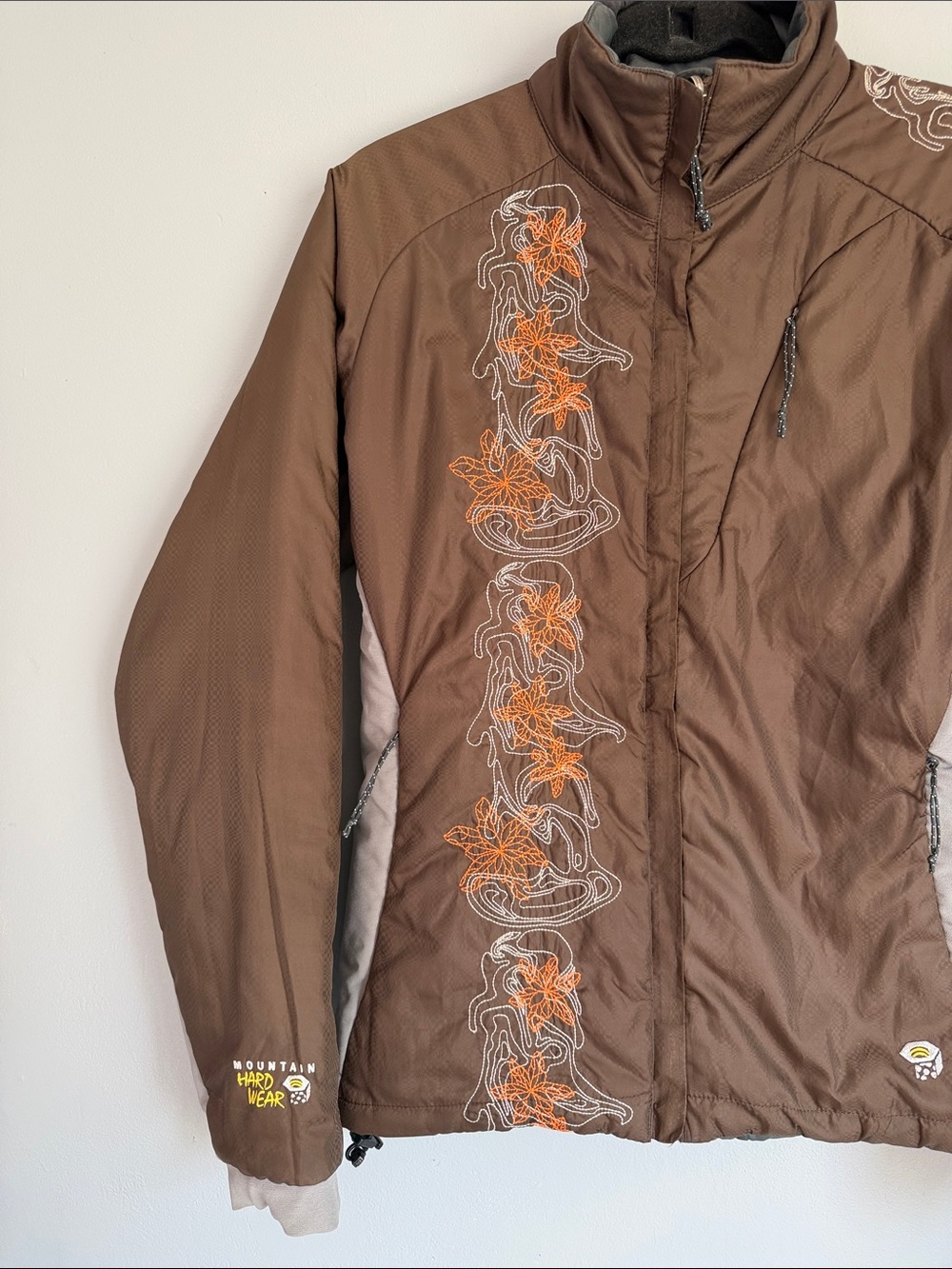 Mountain Hardwear Reversible Embroidered PrimaLoft Jacket Brown Gray Small - Picture 2 of 10